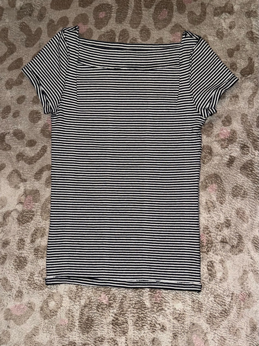 We The Free, Free People. Navy and White Striped Short Sleeve Tee